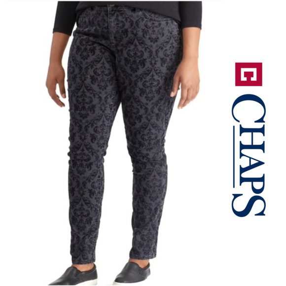 Chaps Flocked Midrise Stretch Skinny 